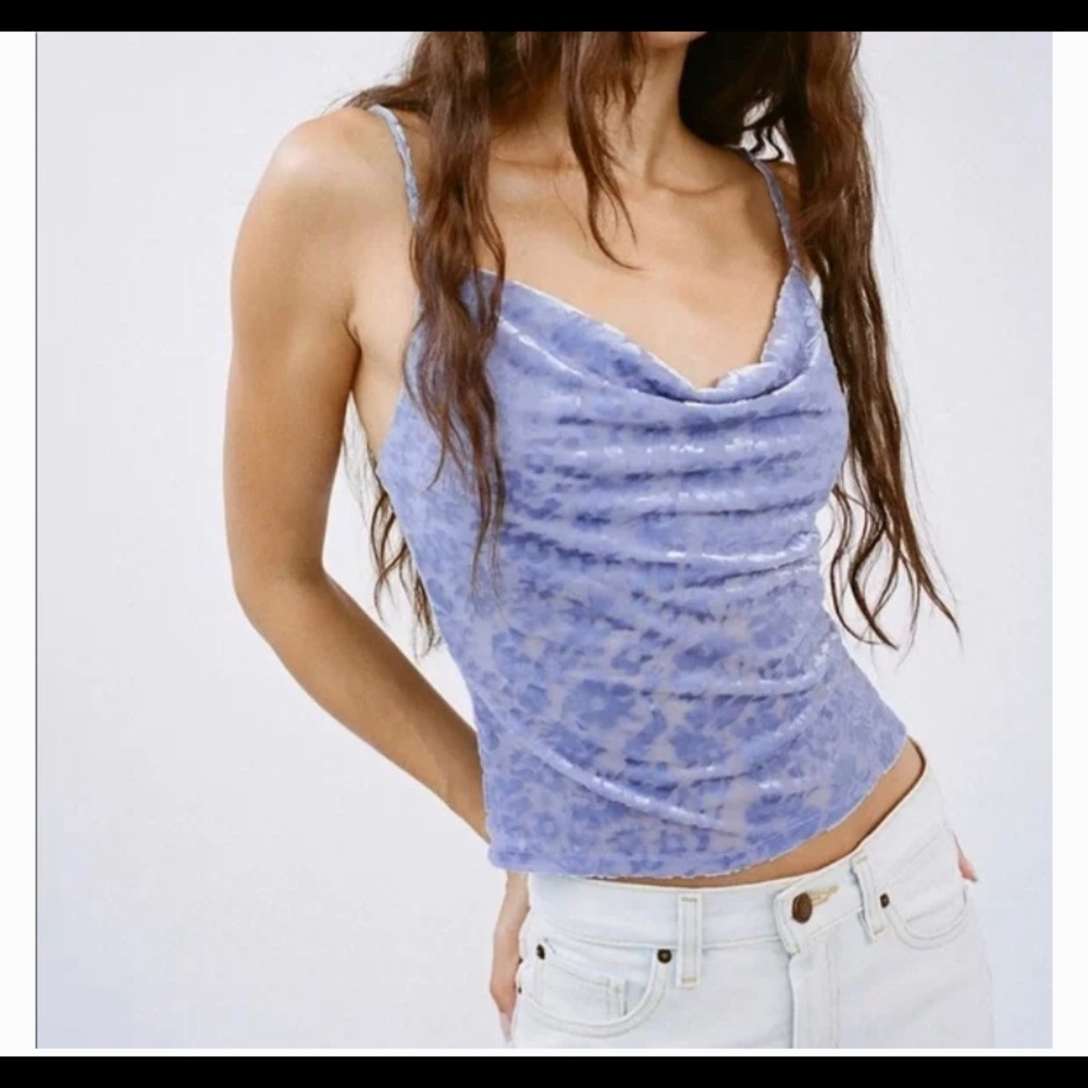 Urban Outiftters Esmie Yellow Velvet Cowl Neck